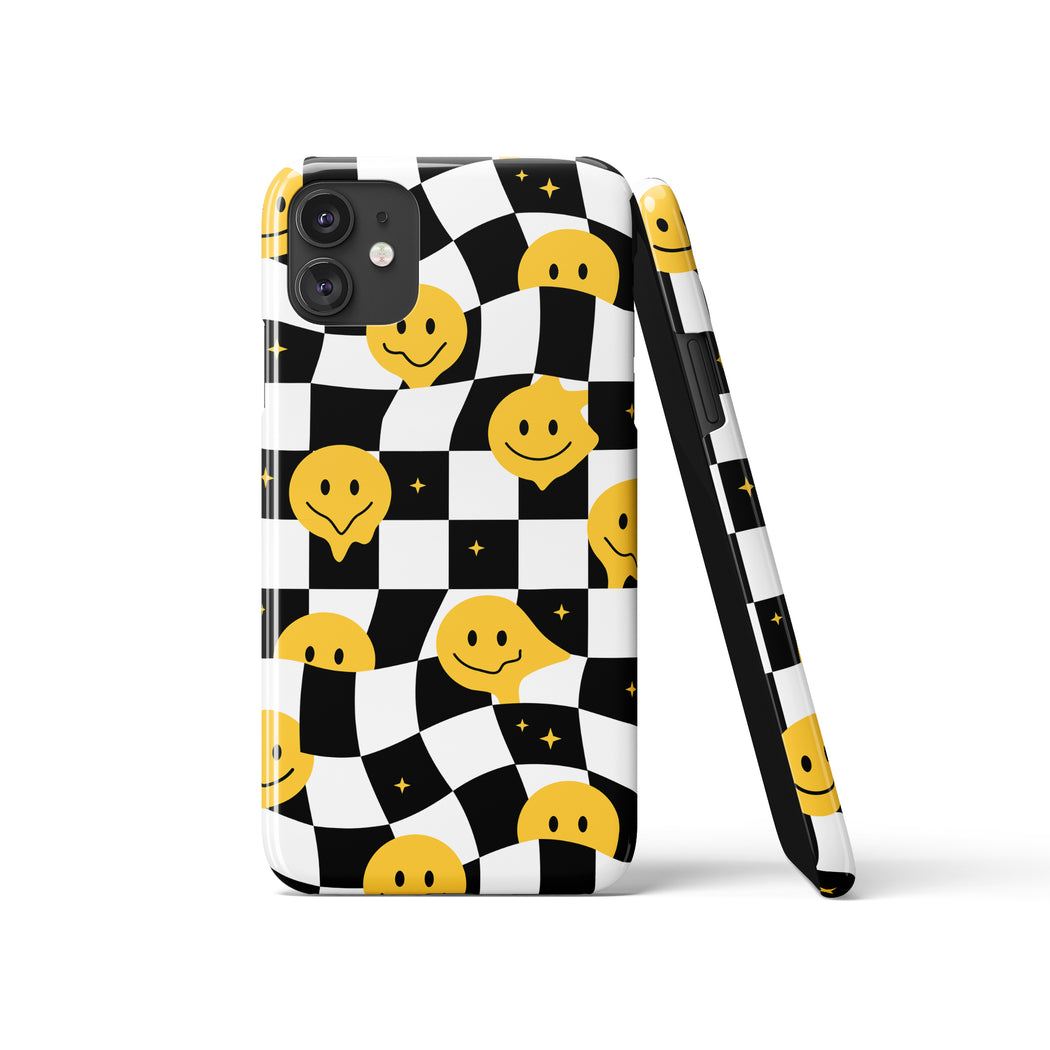Yellow Faces Checkered iPhone Case