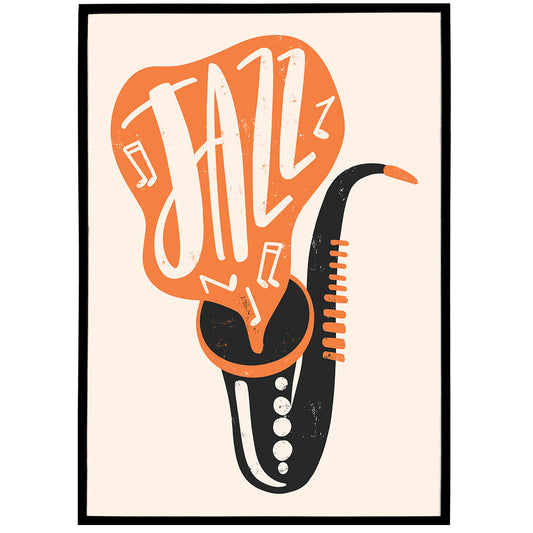 Saxophone Jazz Illustration - Poster Print