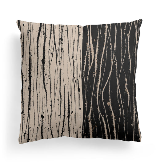 Black and Beige Line Art Throw Pillow