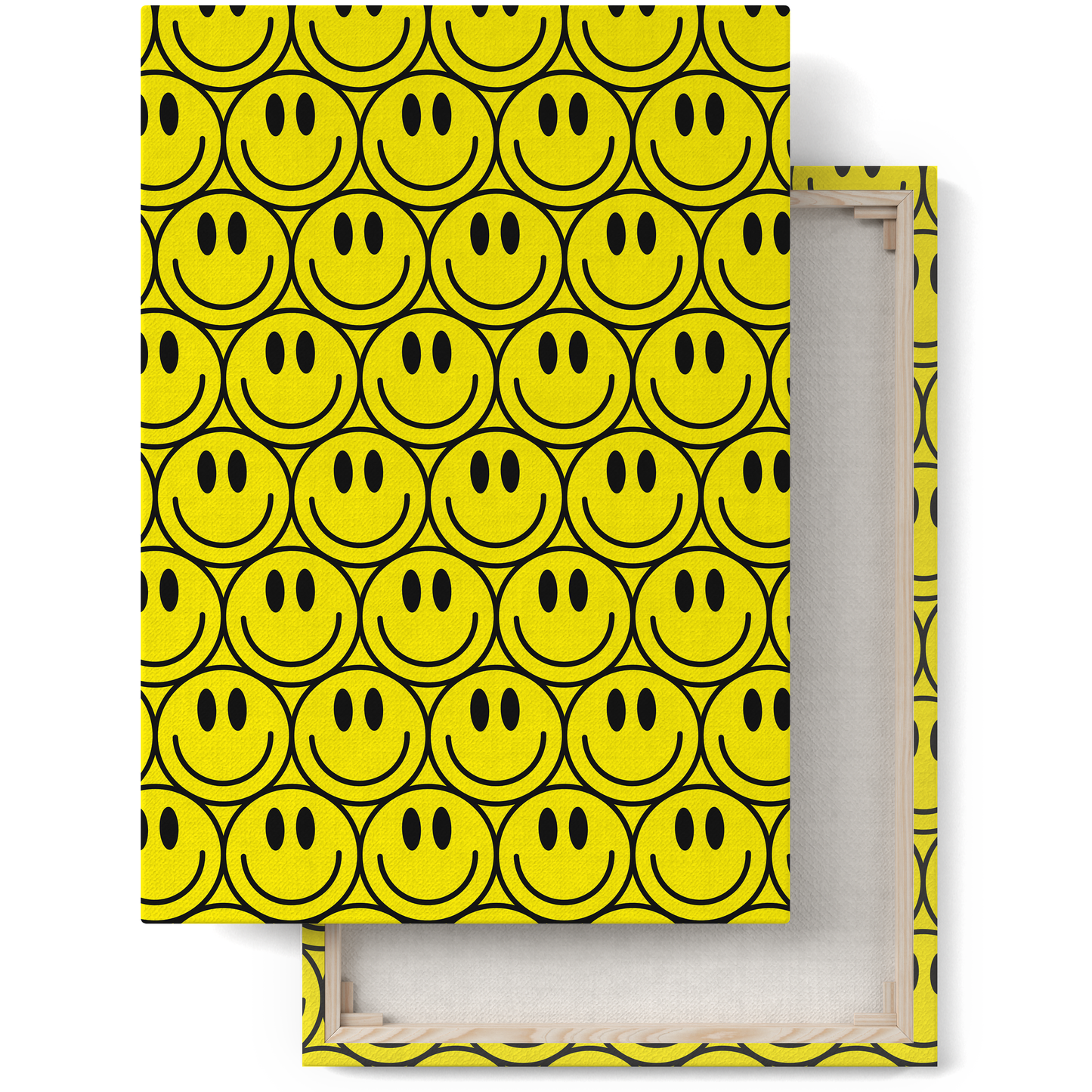 Yellow Psychodelic Smiling Faces Canvas Print