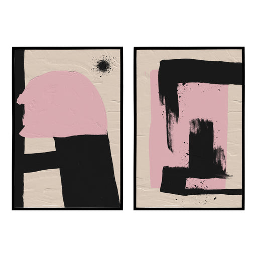 Set of 2 Pink and Black Paintbrushes Posters