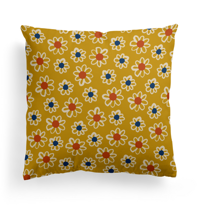 Home Decor Throw Pillow with Retro Flowers