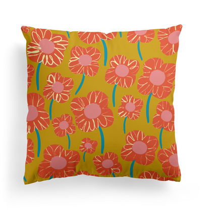 Vintage Colorful Floral Eclectic Throw Pillow