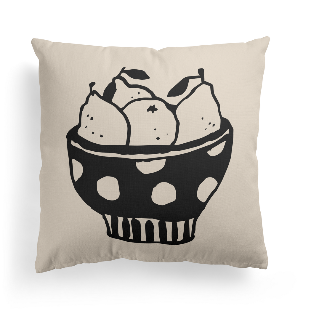 Kitchen Decor, Pears in a Ceramic Bowl Throw Pillow