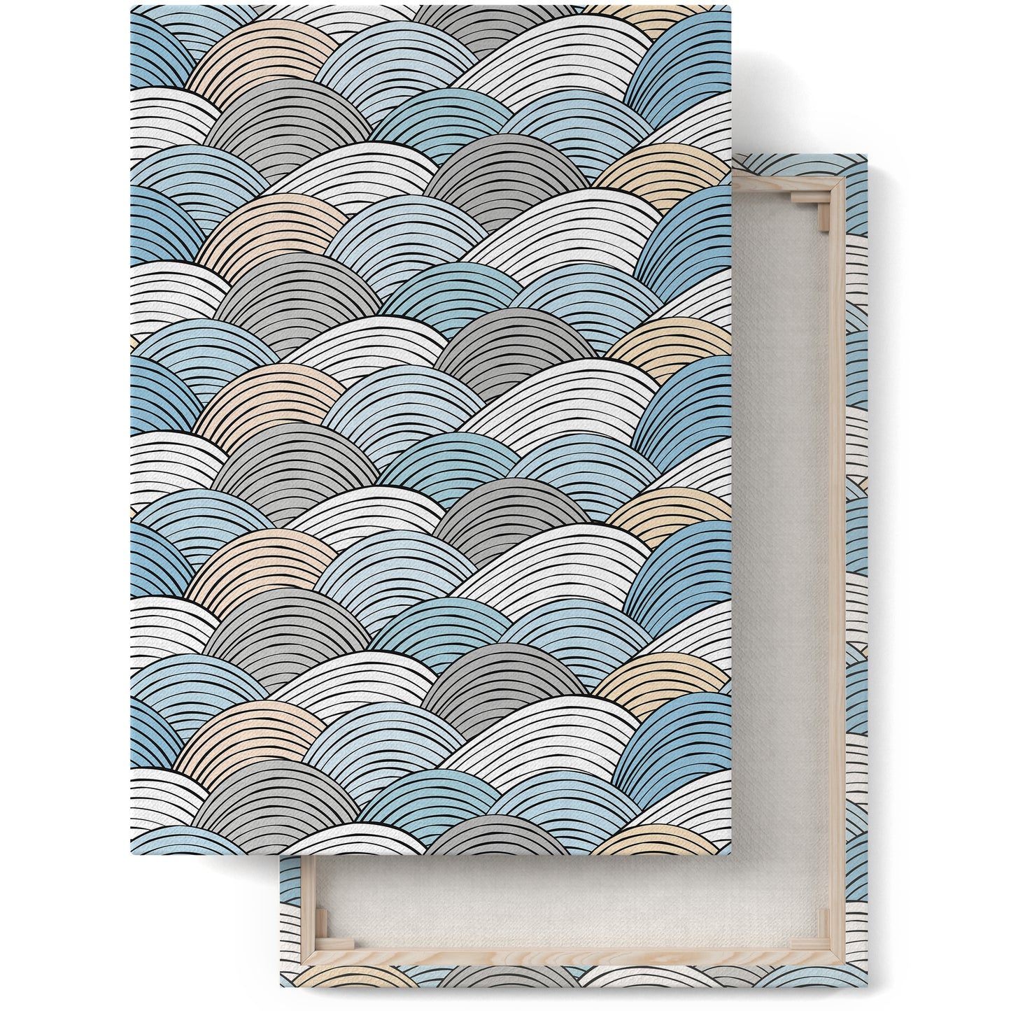 Blue Boho Wave Pattern Canvas Print