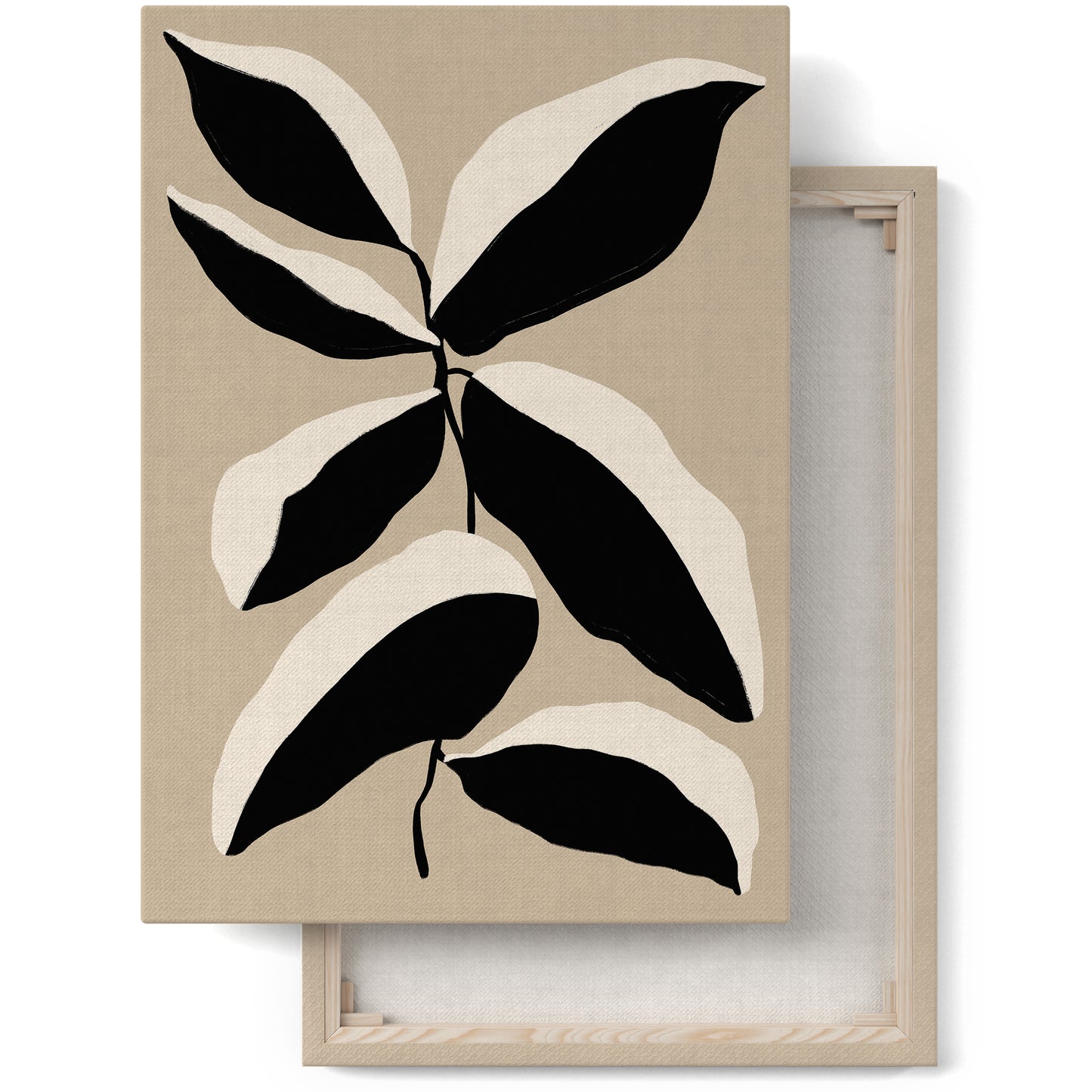 Black&Beige Floral Minimalist Canvas Print