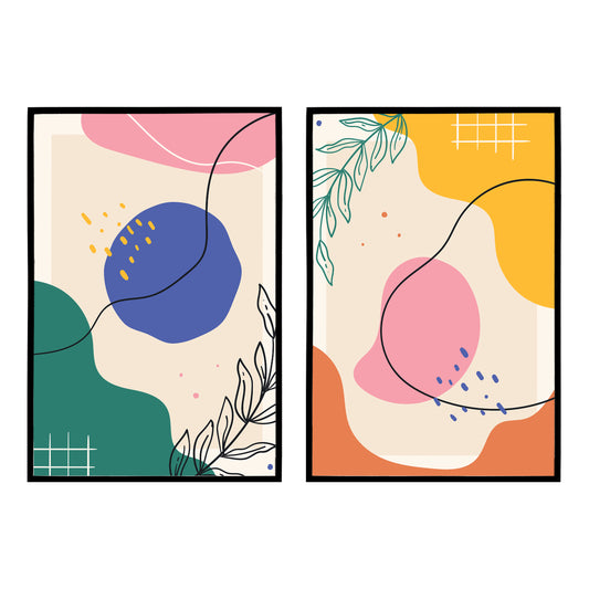 Set of 2 Colorful Abstract Prints