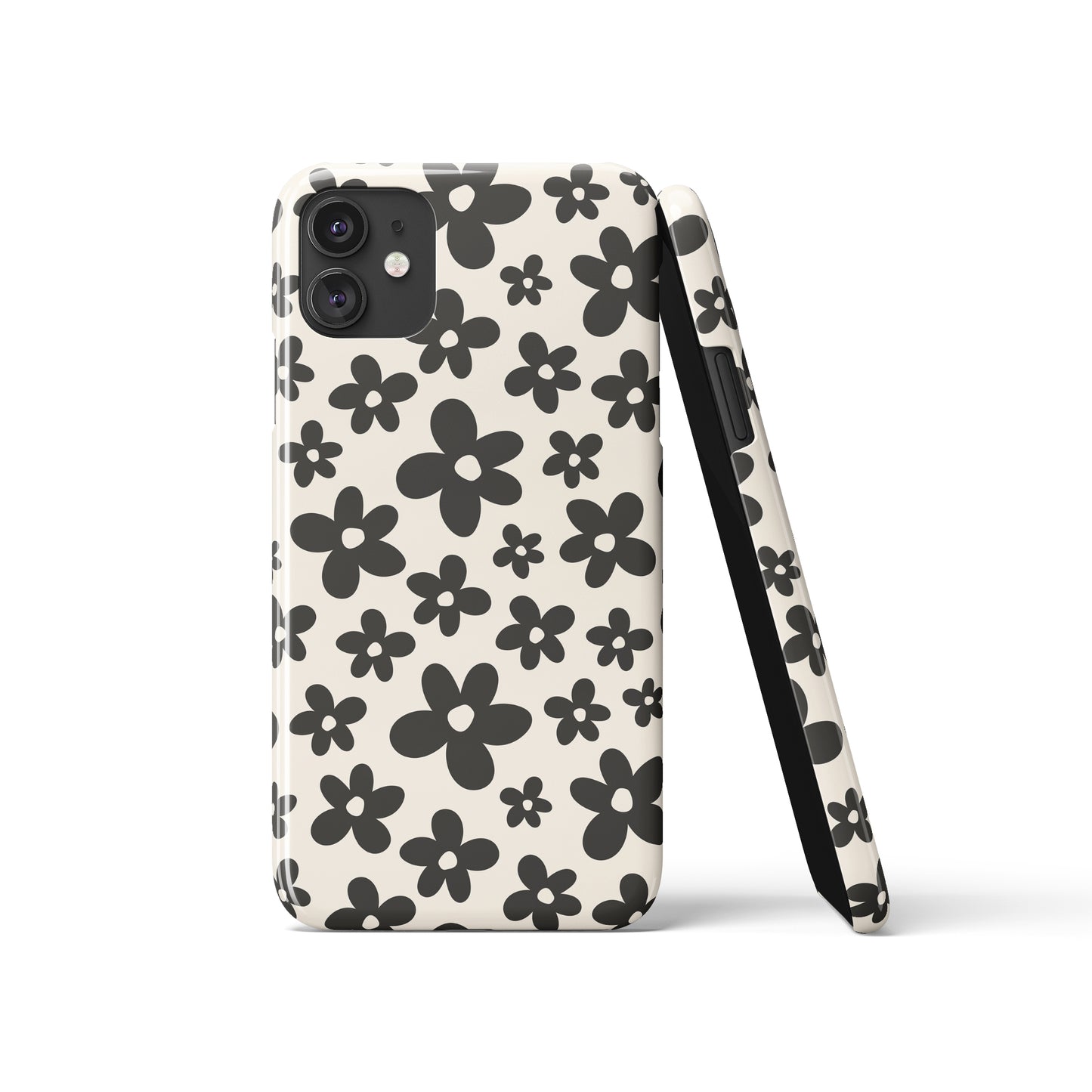 Black and White Retro Floral Art Print iPhone Case