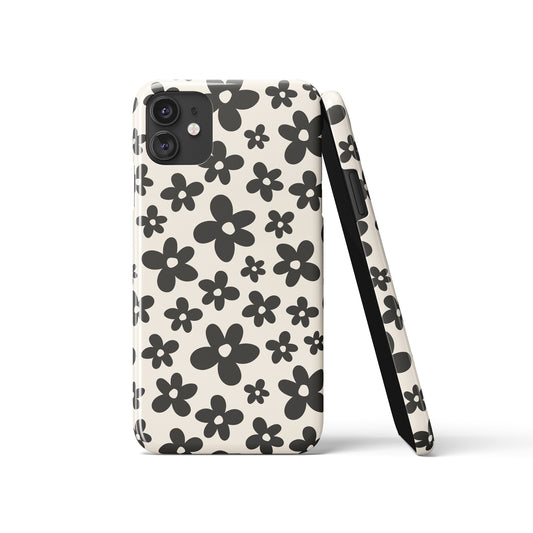 Black and White Retro Floral Art Print iPhone Case