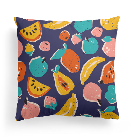 Throw Pillow with Happy Fruit