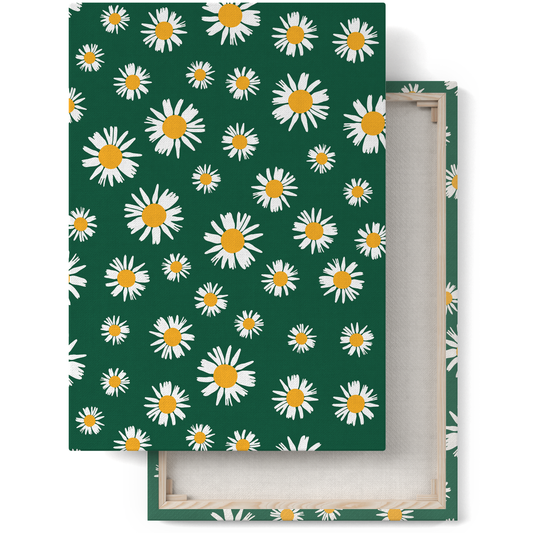 Green Meadow with Daisies Canvas Print