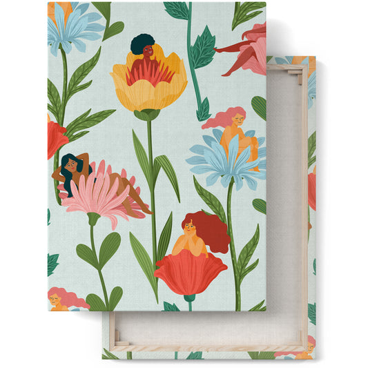 Blue Thumbelina Floral Canvas Print