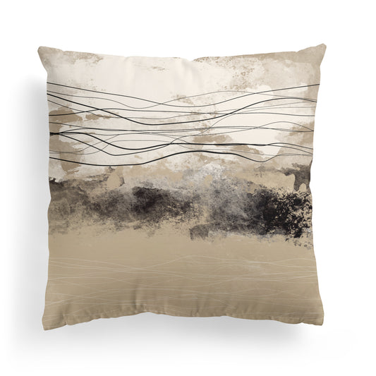 Throw Pillow with Modern Abstract Beige Art