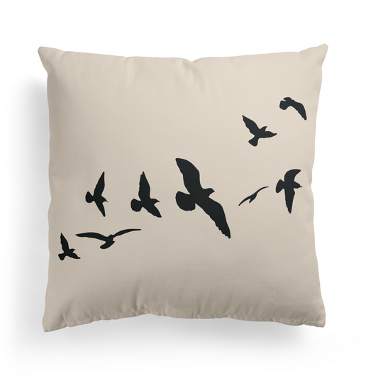 Minimalist Birds Nature Beige Throw Pillow