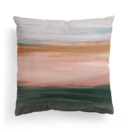 Farmland Sunrise Handdrawn Throw Pillow