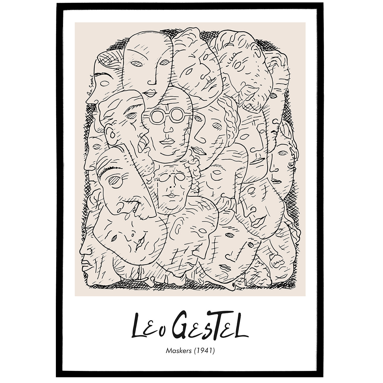 Leo Gestel Human Faces Maskers Poster