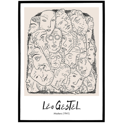 Leo Gestel Human Faces Maskers Poster