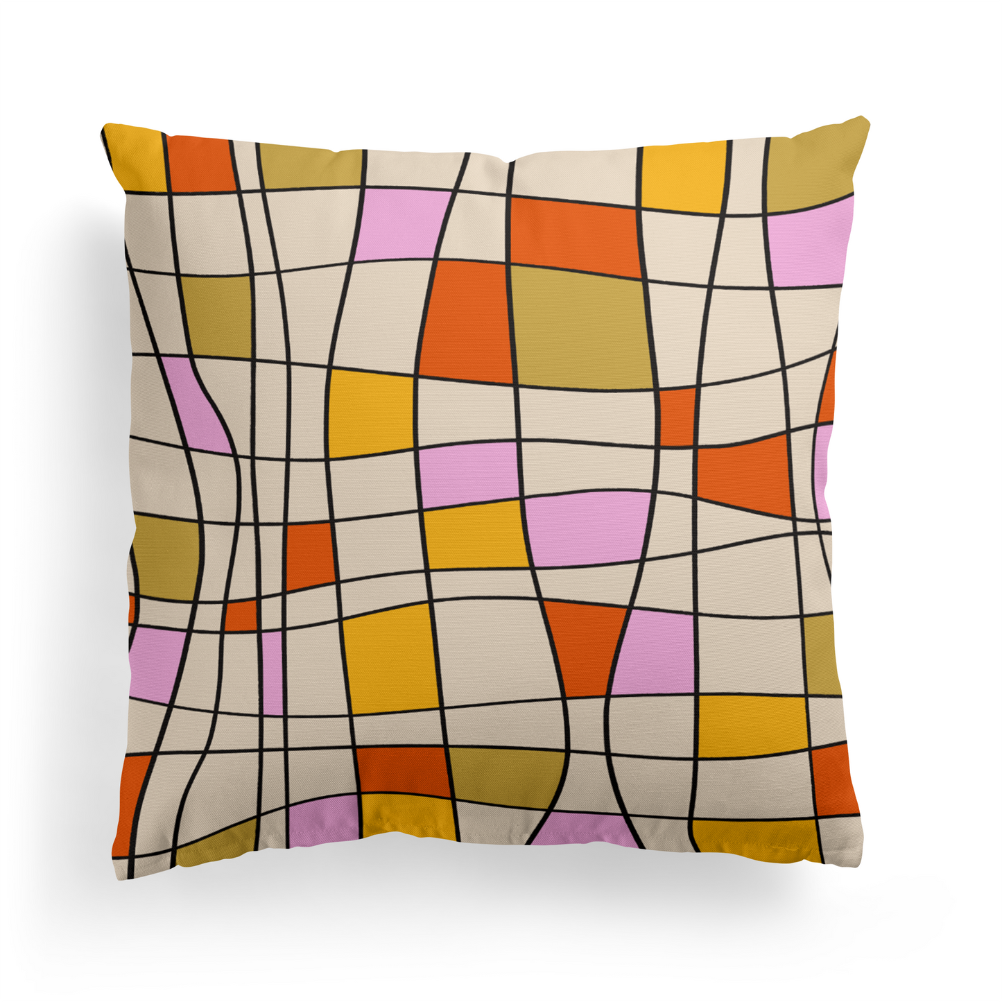 Retro Mondrian Abstract Throw Pillow