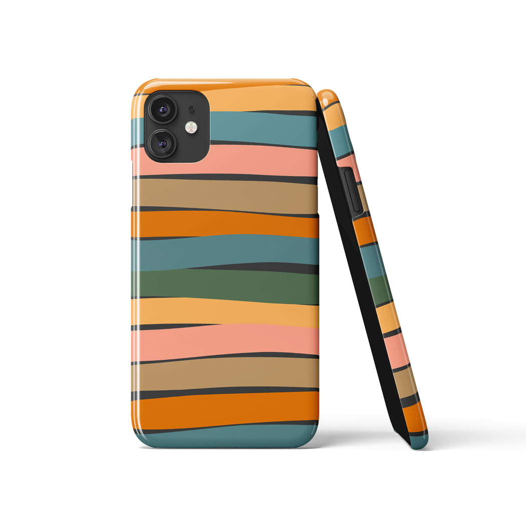 Colorful Retro Hippie Striped Pattern iPhone Case