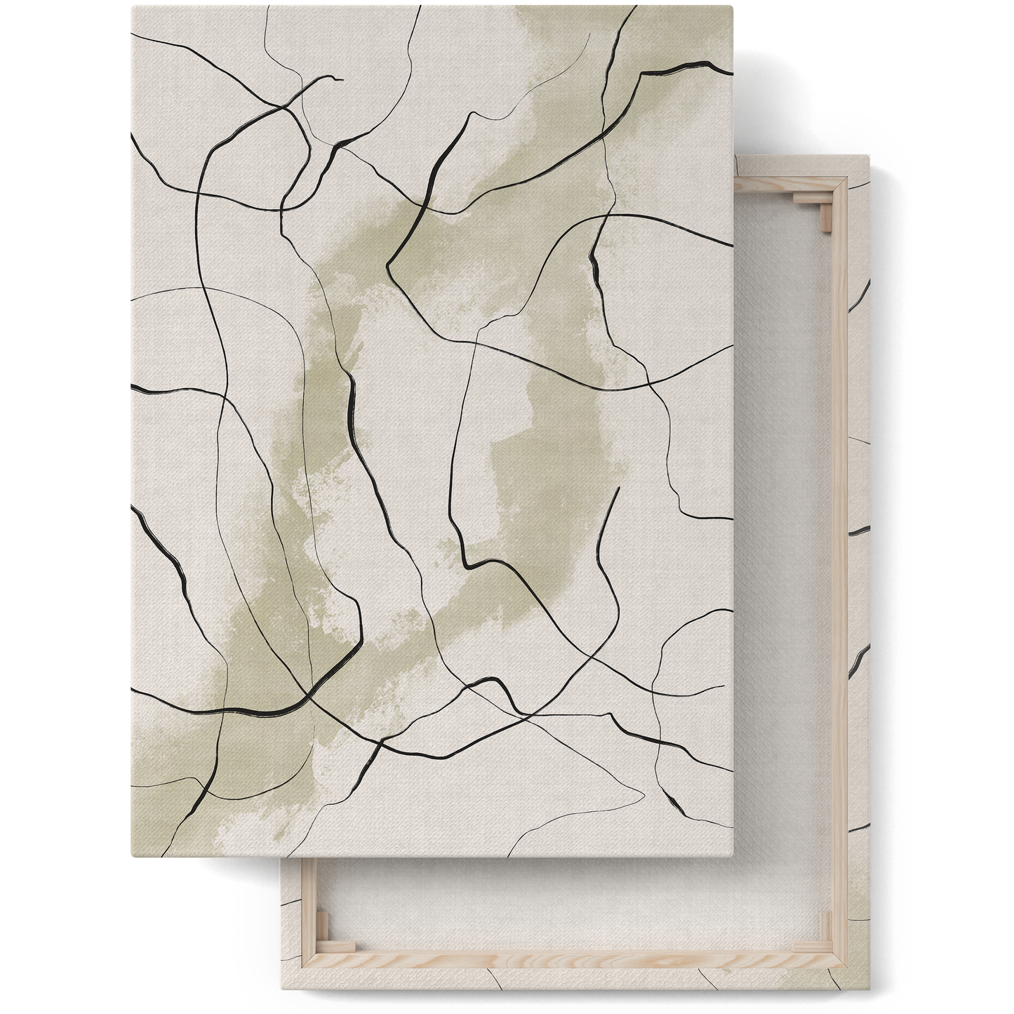 Modern Beige Line Art Canvas Print