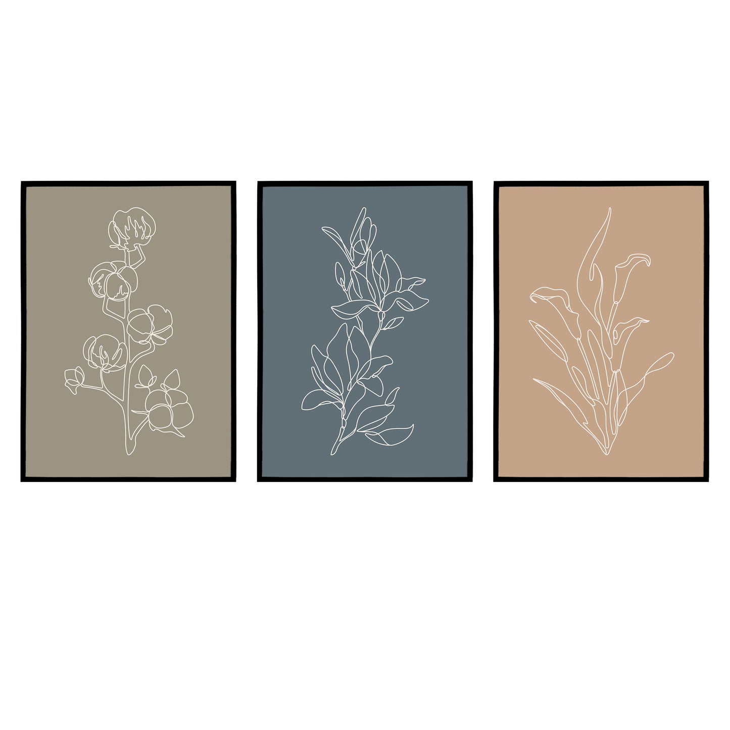 Set of 3 Nature Line Art Posters