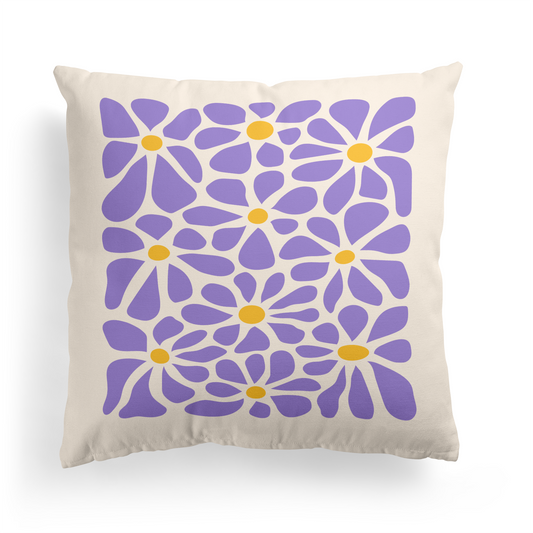 Purple Flowers Pattern Throw Pillow