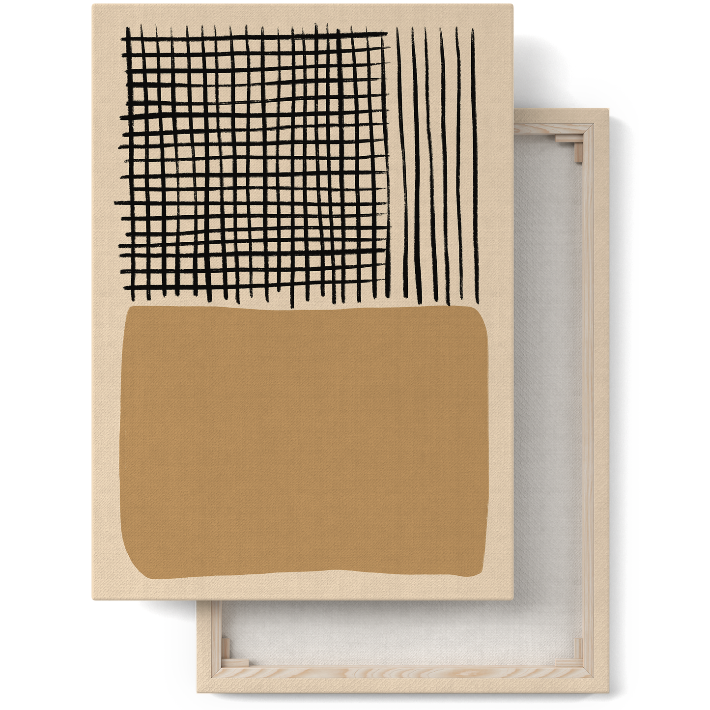 Beige Mid Century Modern Abstract Canvas Print