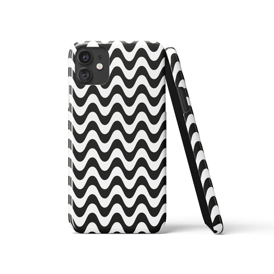 Black and White Wavy Abstract iPhone Case