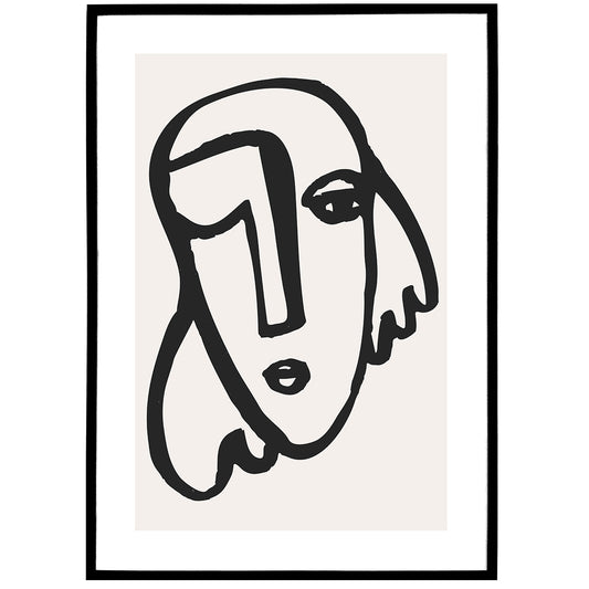 Picasso Line Art Face No.1 Poster