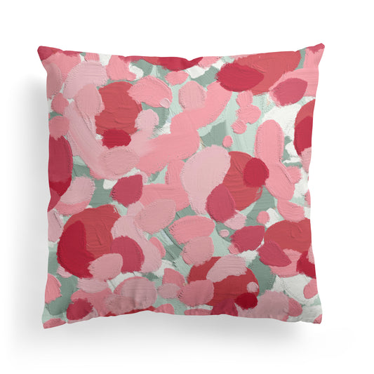 Painted Abstract Pink Peonies Throw Pillow