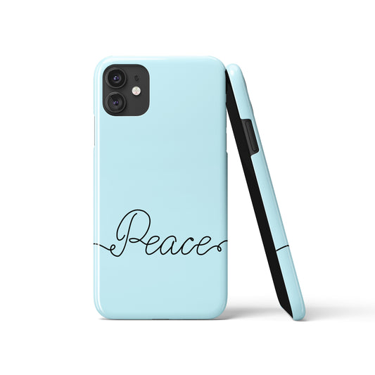 Blue Lettering Peace Line Art iPhone Case