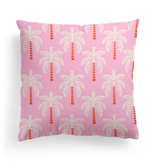 Pink California Palms Throw Pillow