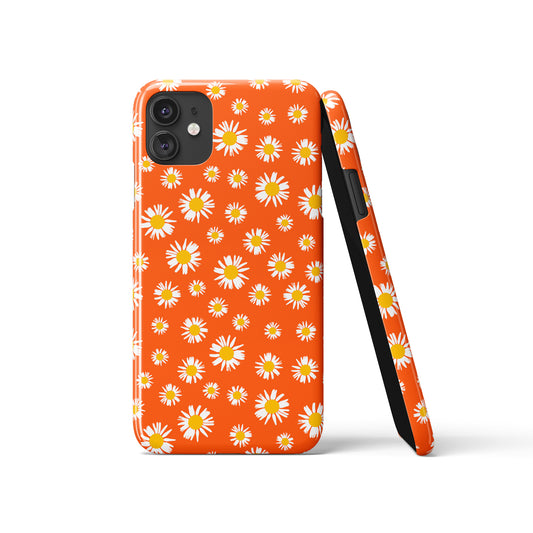 Retro Orange Daisies Pattern iPhone Case