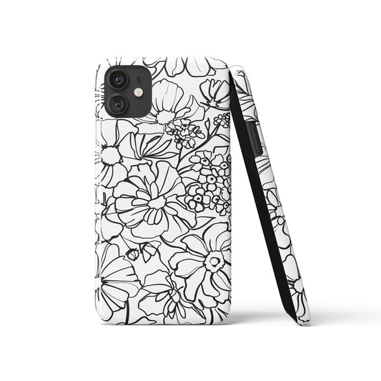 Black&White Floral Line Art iPhone Case