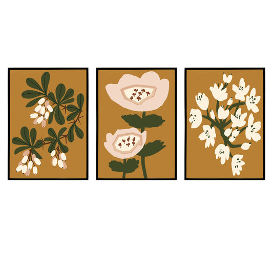 Set of 3 Retro Nature Prints