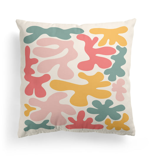 Colorful Throw Pillow with Abstract Botanical Shapes