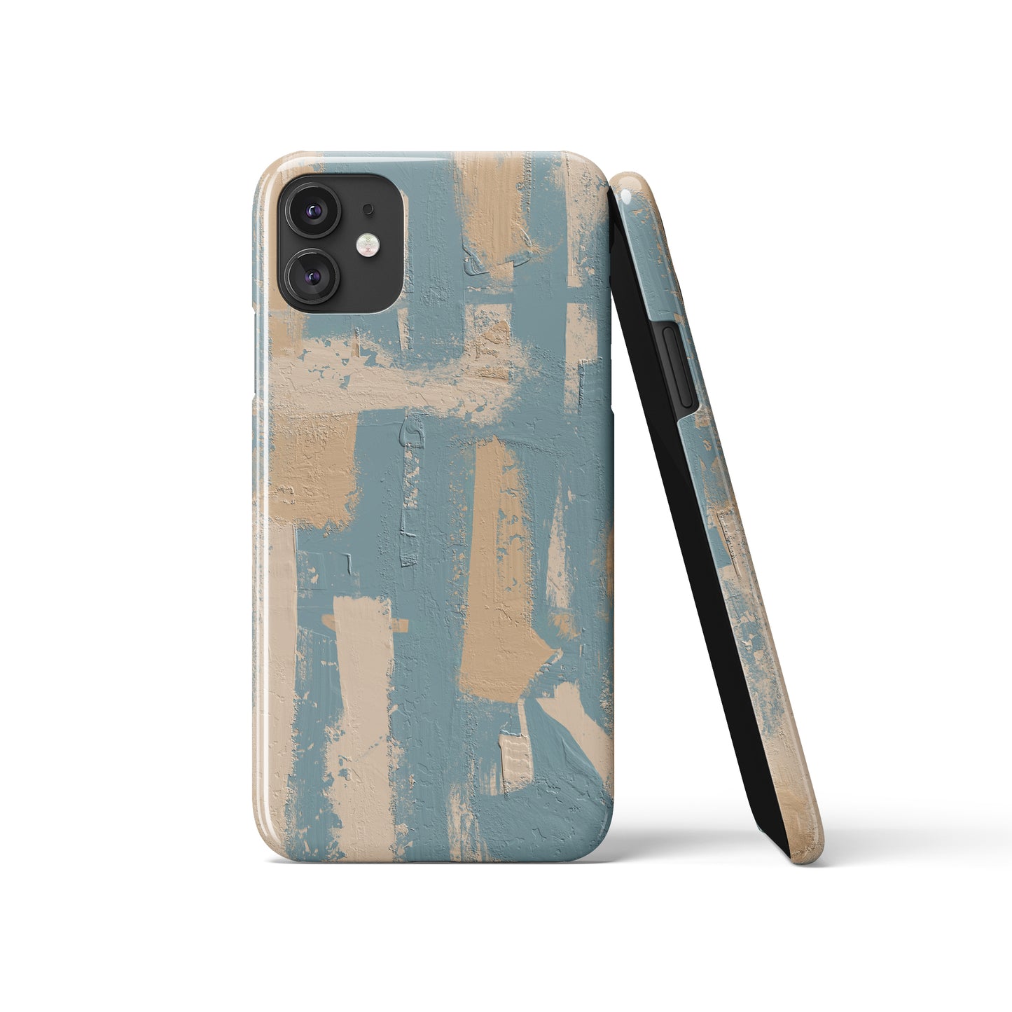 Blue&Beige Brushstrokes Pattern iPhone Case