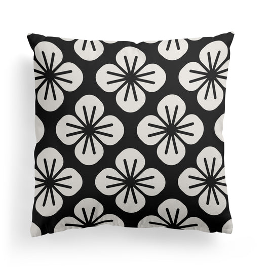 Throw Pillow with 60s Flowers