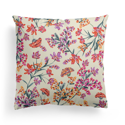 Hand Painted Feminine Floral Throw Pillow
