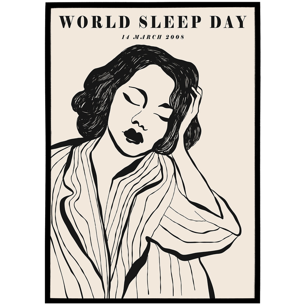 World Sleep Day Cute Woman Print