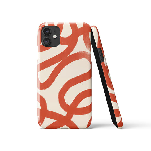 Red Line Art Swirl iPhone Case