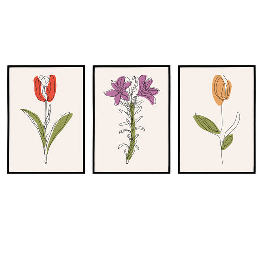 Set of 3 Scandi Floral Prints