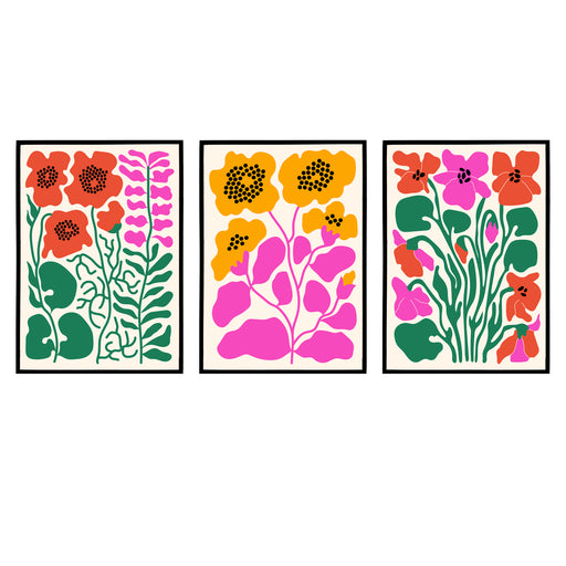 Set of 3 colorful folk posters