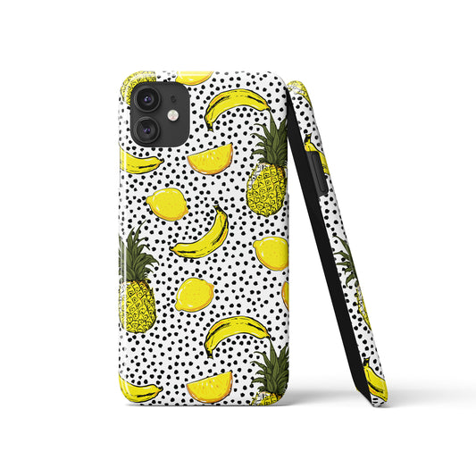 Black Polka Dots with Fruit iPhone Case