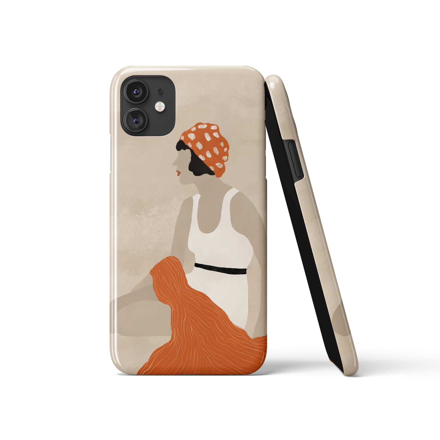 Vintage woman sitting on the beach iPhone Case