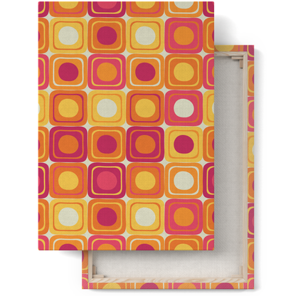 Retro 60s Colorful Artistic Pattern Canvas Print