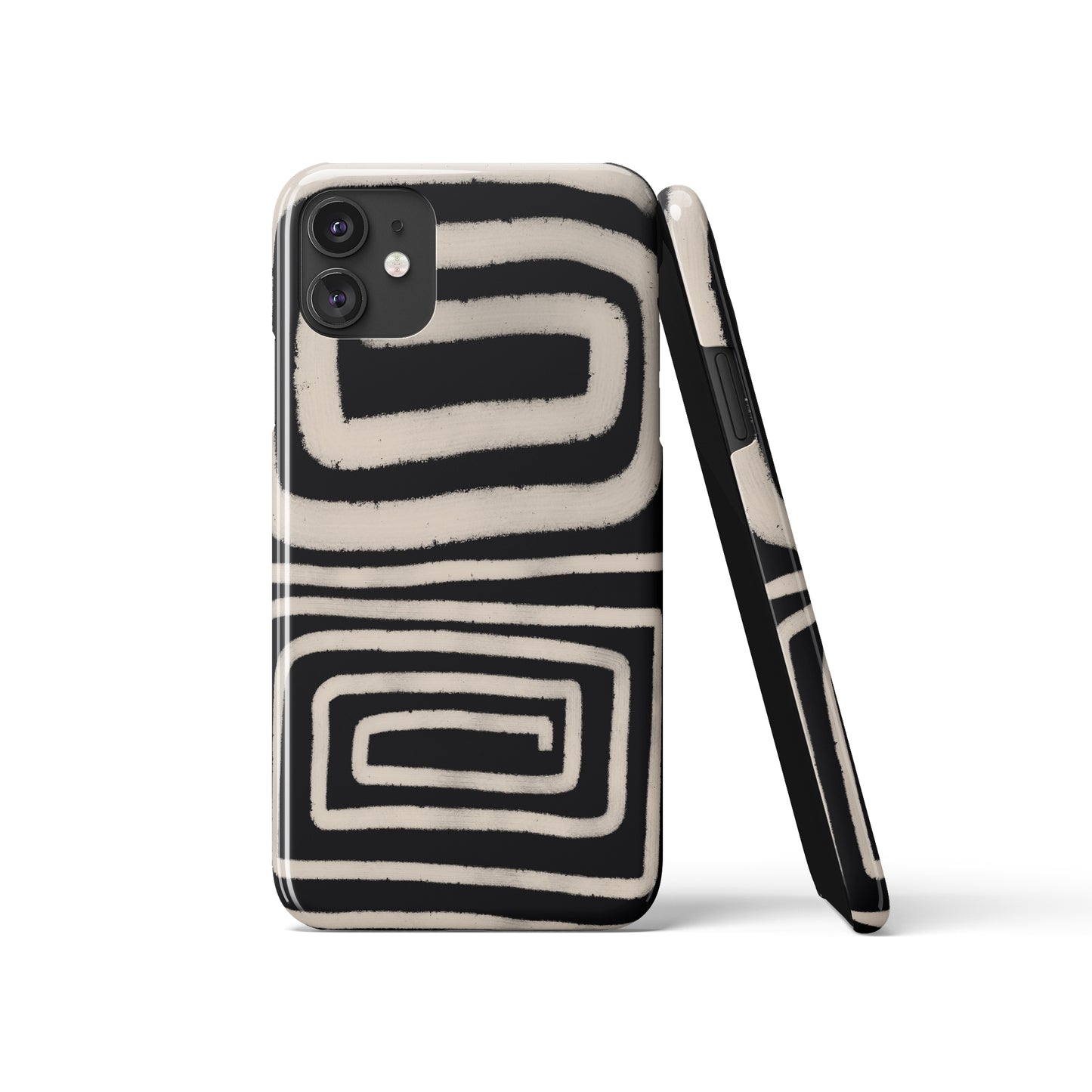 Black iPhone Case with Geometric Art