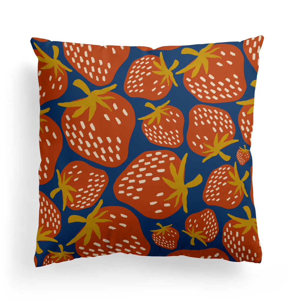 Retro Strawberries Abstract Pattern Throw Pillow