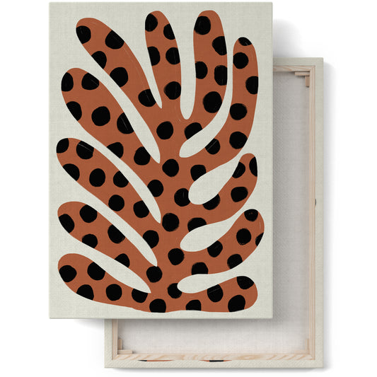 Brown Leaf with Dots Canvas Print