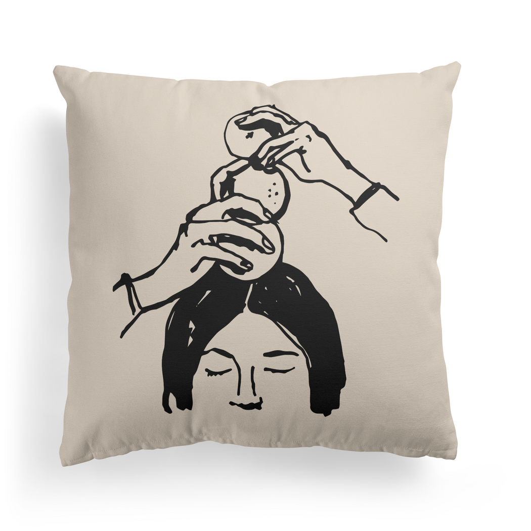 Woman with Oranges Funny Throw Pillow